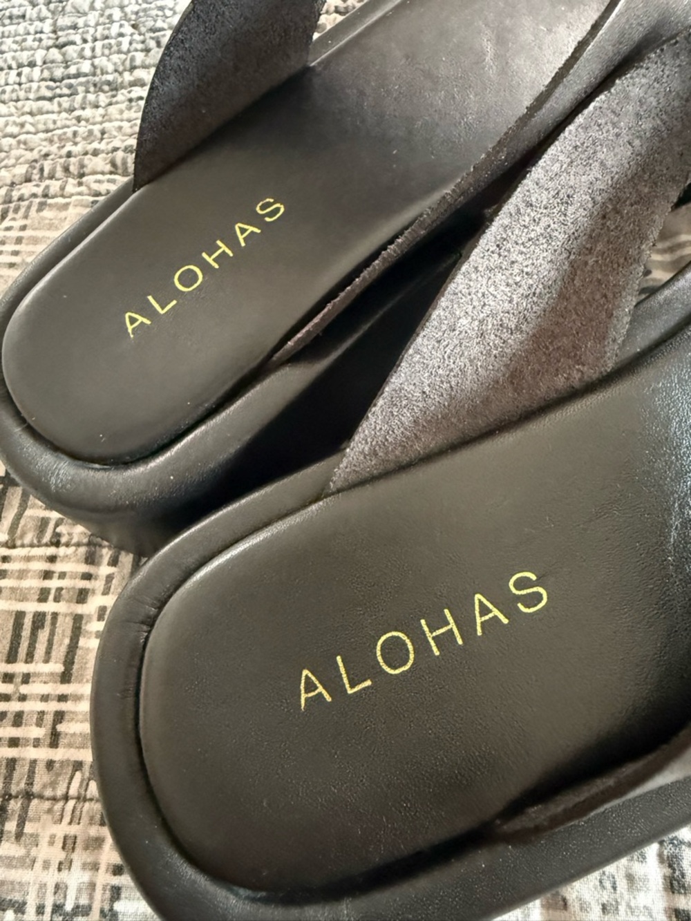 ALOHAS Black Leather Overcast Platform Thong Sandals Flip Flops Size EU 38 - Picture 6 of 9
